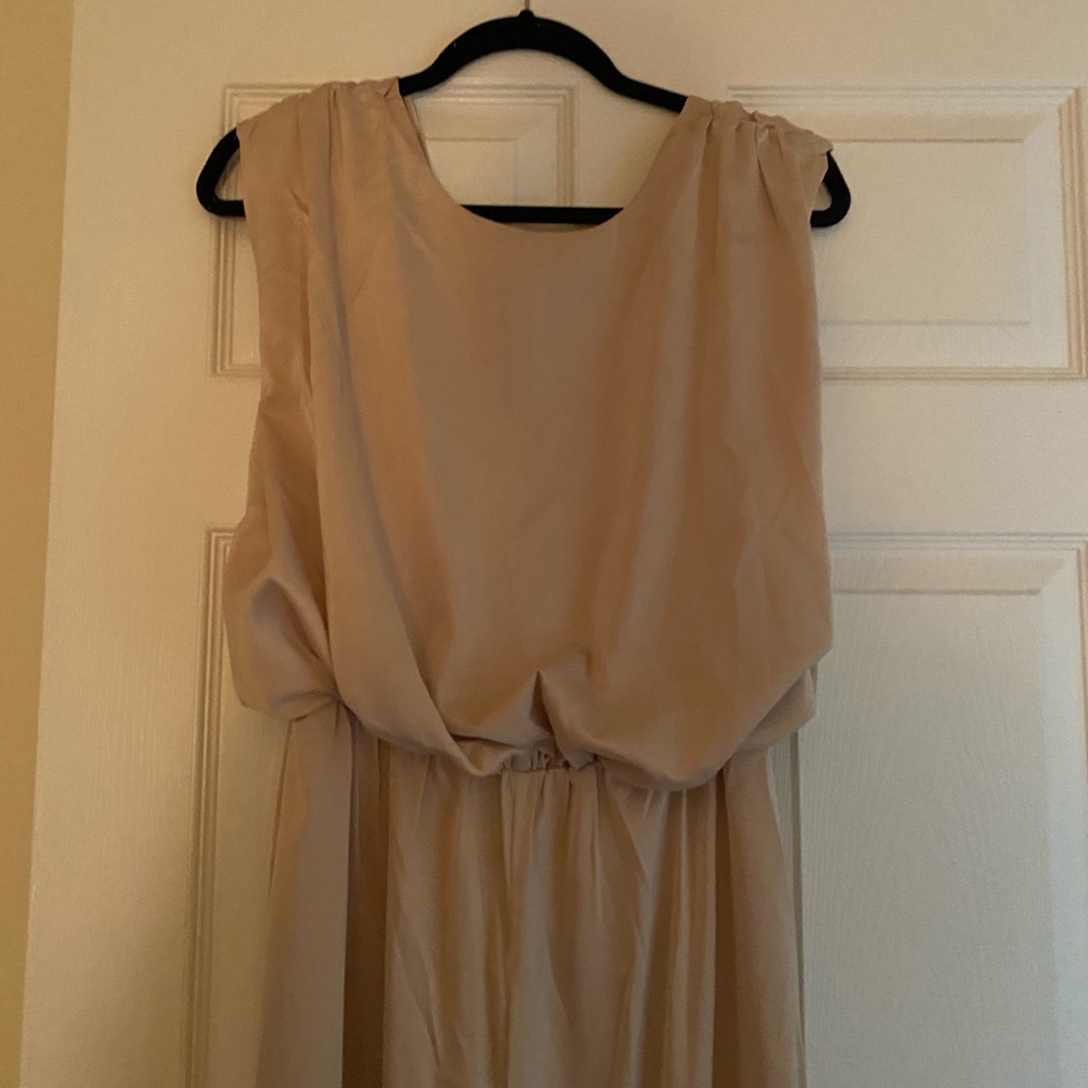 NastyGal Wide Leg Satin Jumpsuit in Champagne